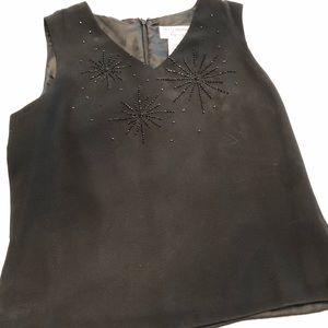 Ladies petite sleeveless, beaded evening top